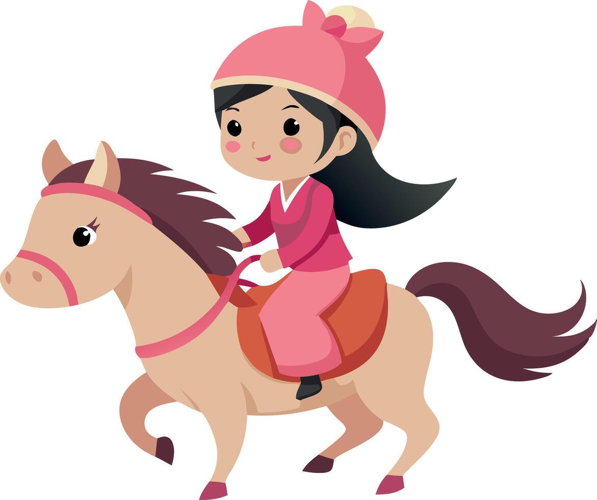 A girl is riding a horse vector