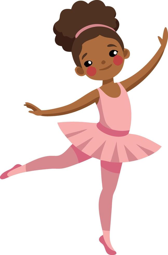 A young girl in a pink tutu is dancing vector