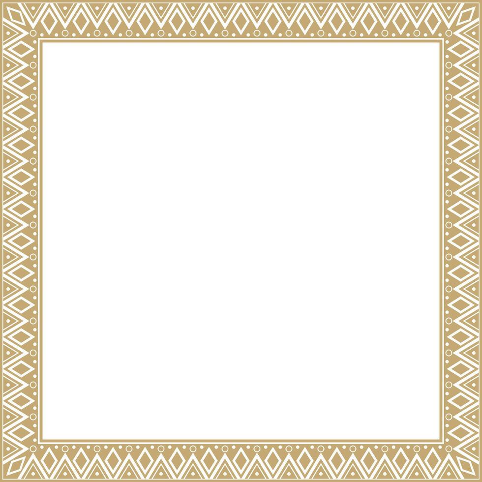 golden square national Indian patterns. National ethnic ornaments, borders, frames. colored decorations of the peoples of South America, Maya, Inca, Aztecs. vector