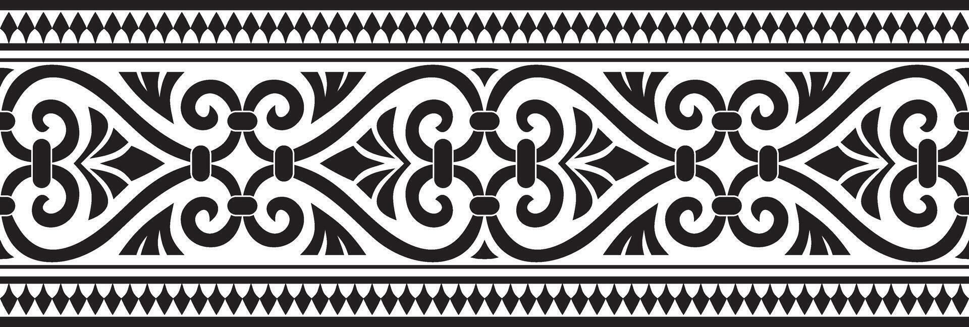 black monochrome seamless ornament of ancient Greece. Classic Endless pattern frame border Roman Empire. vector