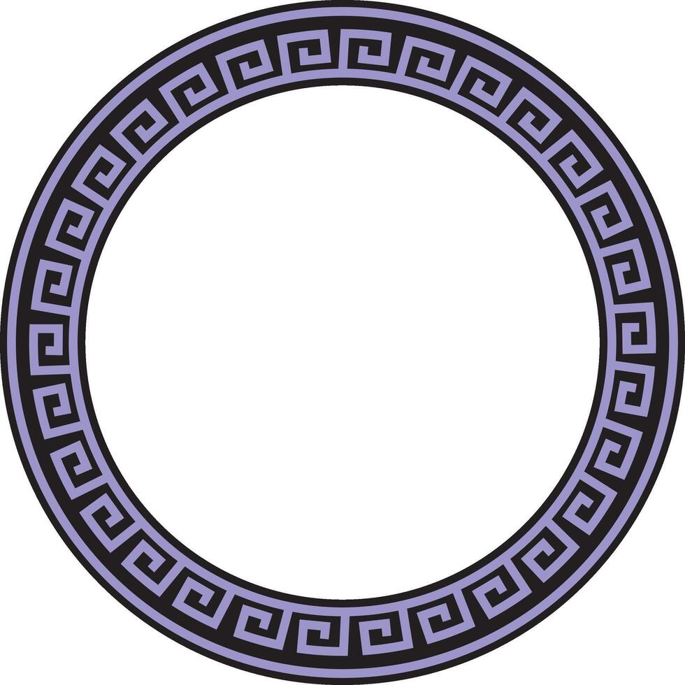 round violet and black classic frame. Greek meander. Patterns of Greece and ancient Rome. Circle european border vector