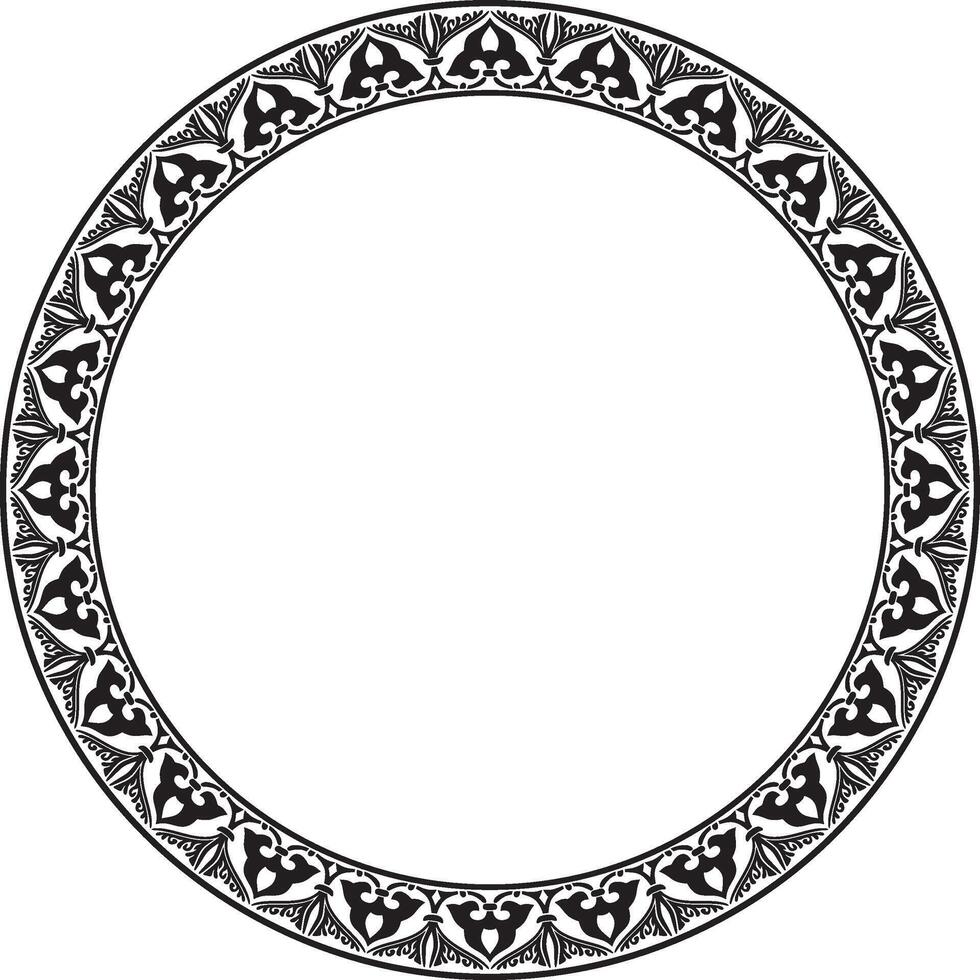 black monochrome arabic national round ornament. Ethnic circle, frame, ring of eastern peoples. Persian painting. vector
