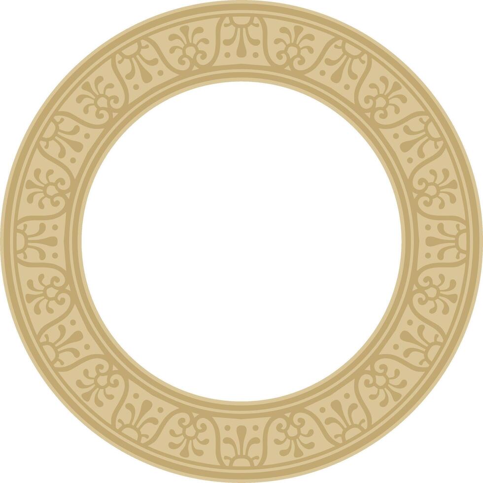 round gold border, frame, Pompeii ring. Circle Neopolitan ornament. Art of Ancient Rome. vector