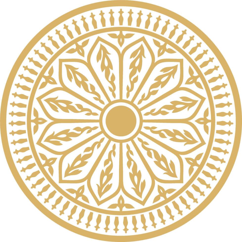 gold arabic national round ornament. Ethnic circle, eastern and african peoples of asia, persia, iran, iraq, syria. vector