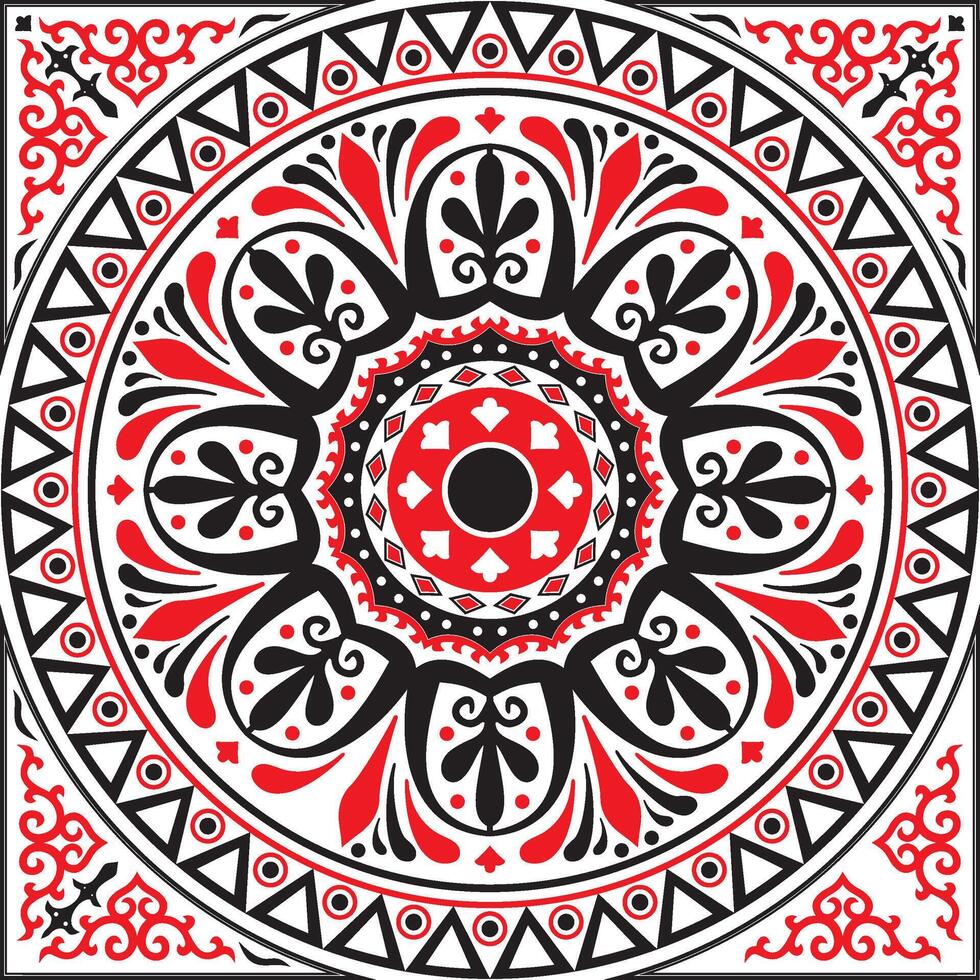red and black square classical ornament of Ancient Greece and the Roman Empire. Tile, Arabesque, Byzantine pattern. vector