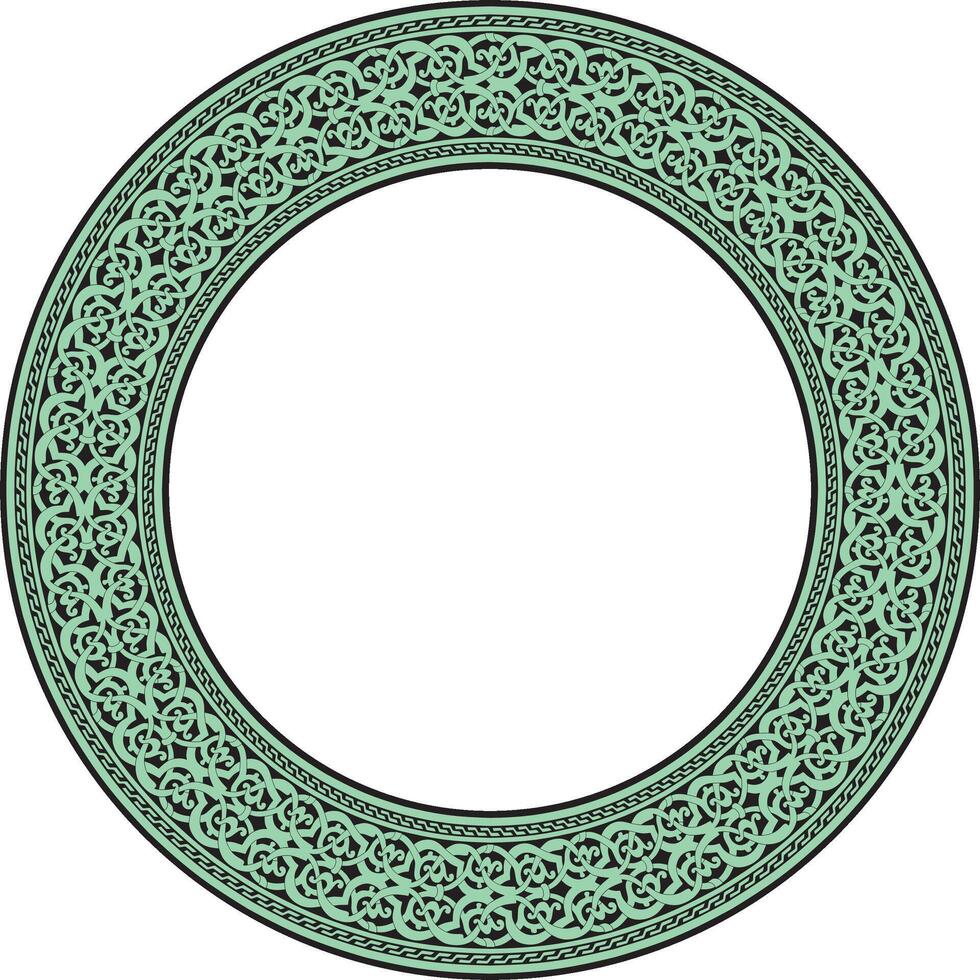 green round oriental ornament. Arabic patterned circle of Iran, Iraq, Turkey, Syria. Persian frame, border. vector