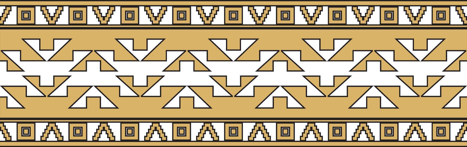 Native American gold seamless pattern. Endless Aztec, Maya, Inca ornament. Drawing for border and frame. vector
