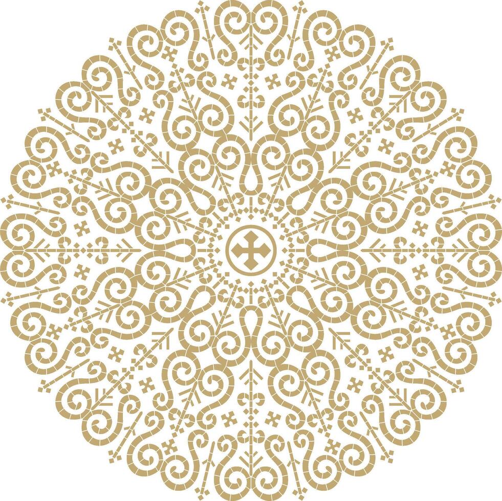 gold round Yakut ornament. Endless circle, border, frame of the northern peoples of the Far East. vector