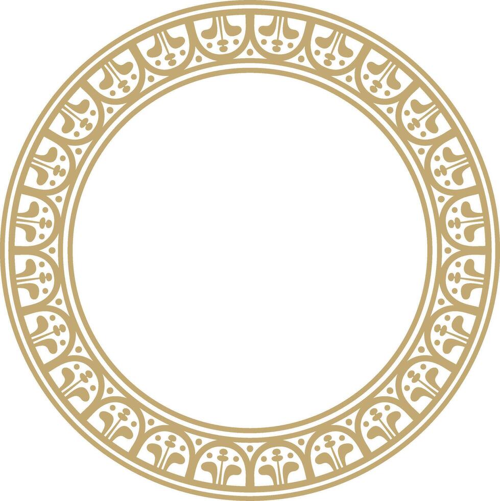 round gold border, frame, Pompeii ring. Circle Neopolitan ornament. Art of Ancient Rome. vector