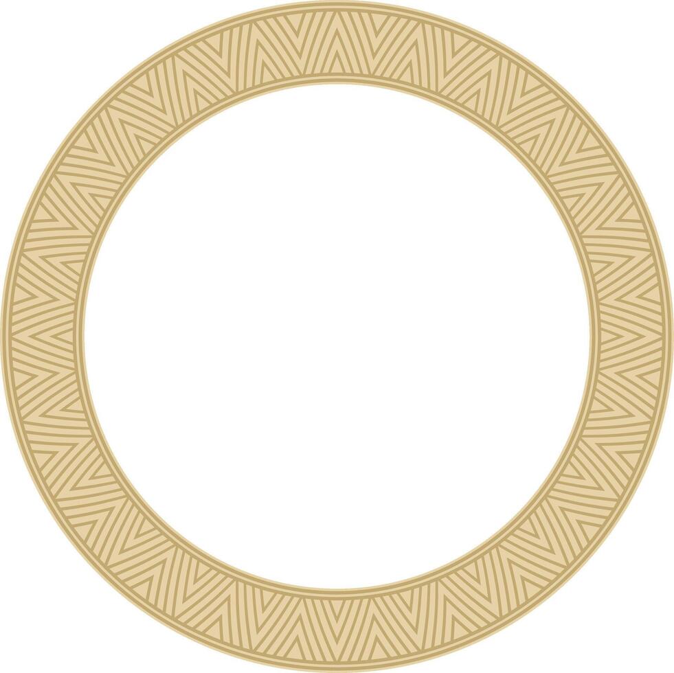 gold round Yakut ornament. Endless circle, border, frame of the northern peoples of the Far East. vector
