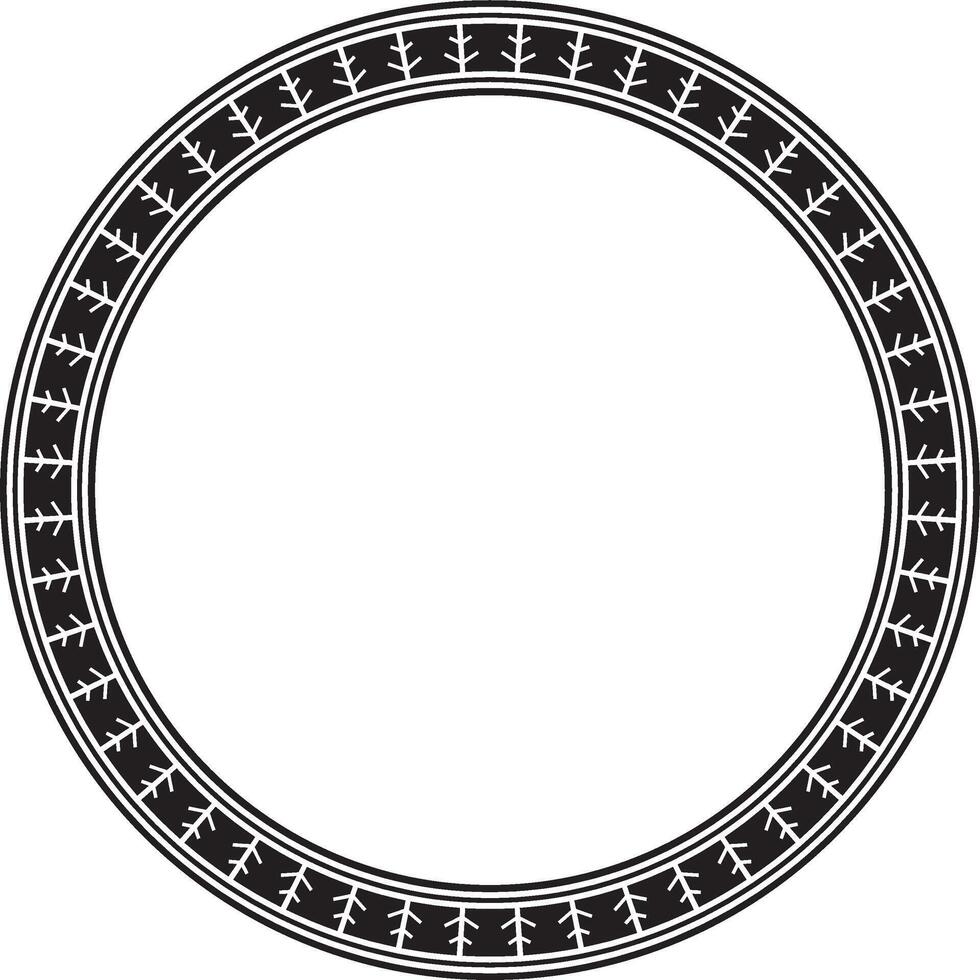 monochrome black round Yakut ornament. Endless circle, border, frame of the northern peoples of the Far East. vector
