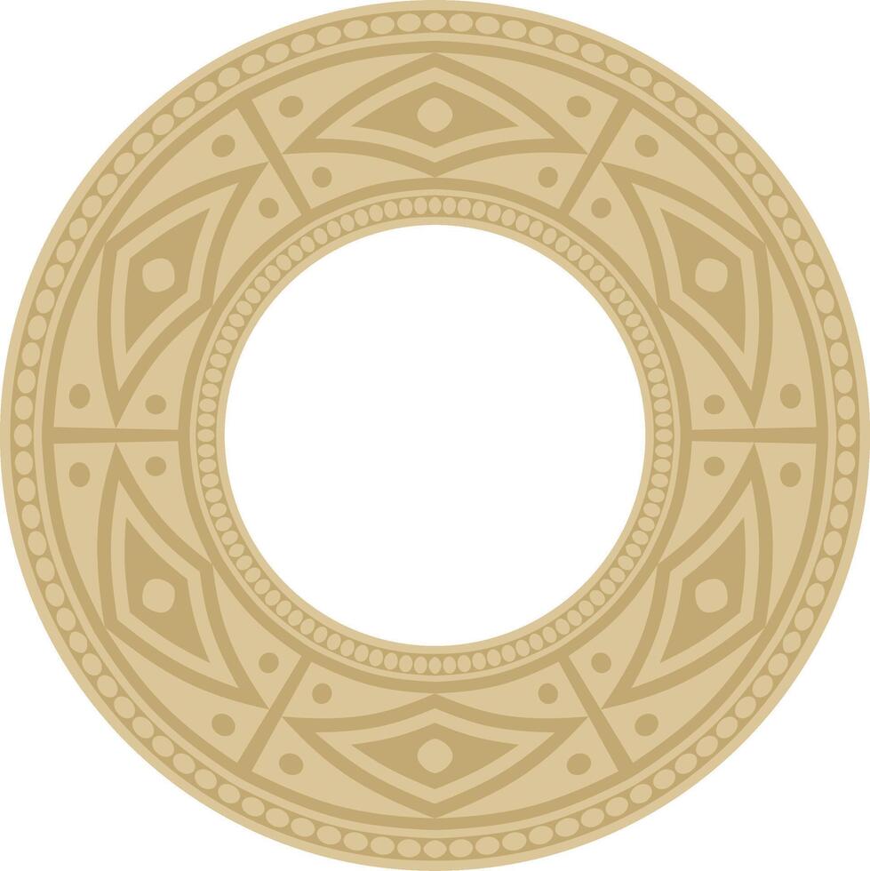 Native American round gold pattern. Geometric shapes in a circle. National ornament of the peoples of America, Maya, Aztecs, Incas vector