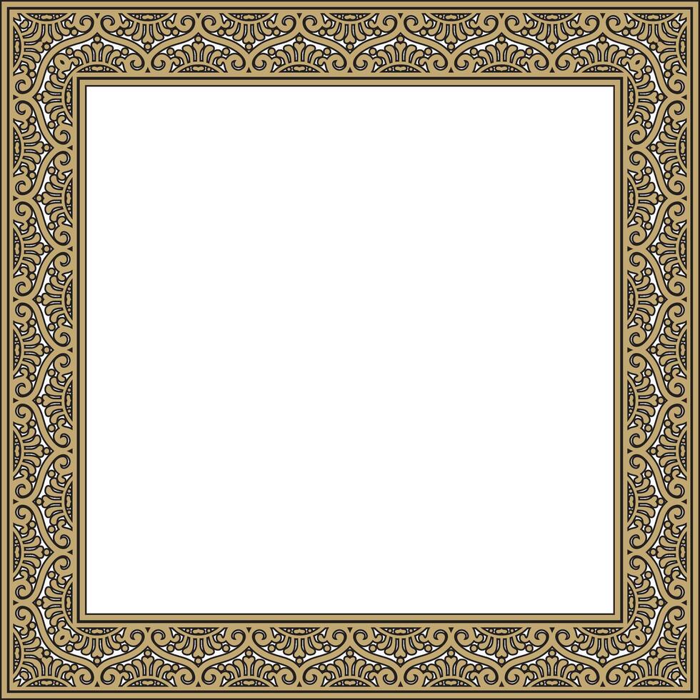 square gold with black border, frame, Pompeii. Rectangle Neopolitan ornament. Art of Ancient Rome. Template for stained glass vector