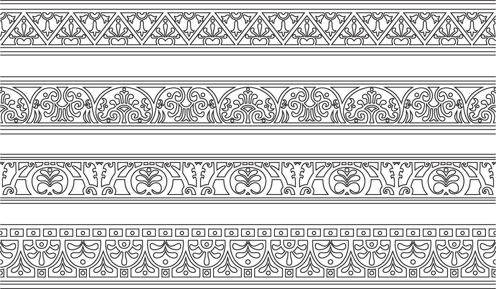seamless black contour border, Pompeii frame. Endless Neopolitan ornament. Art of Ancient Rome. Template for stained glass. vector