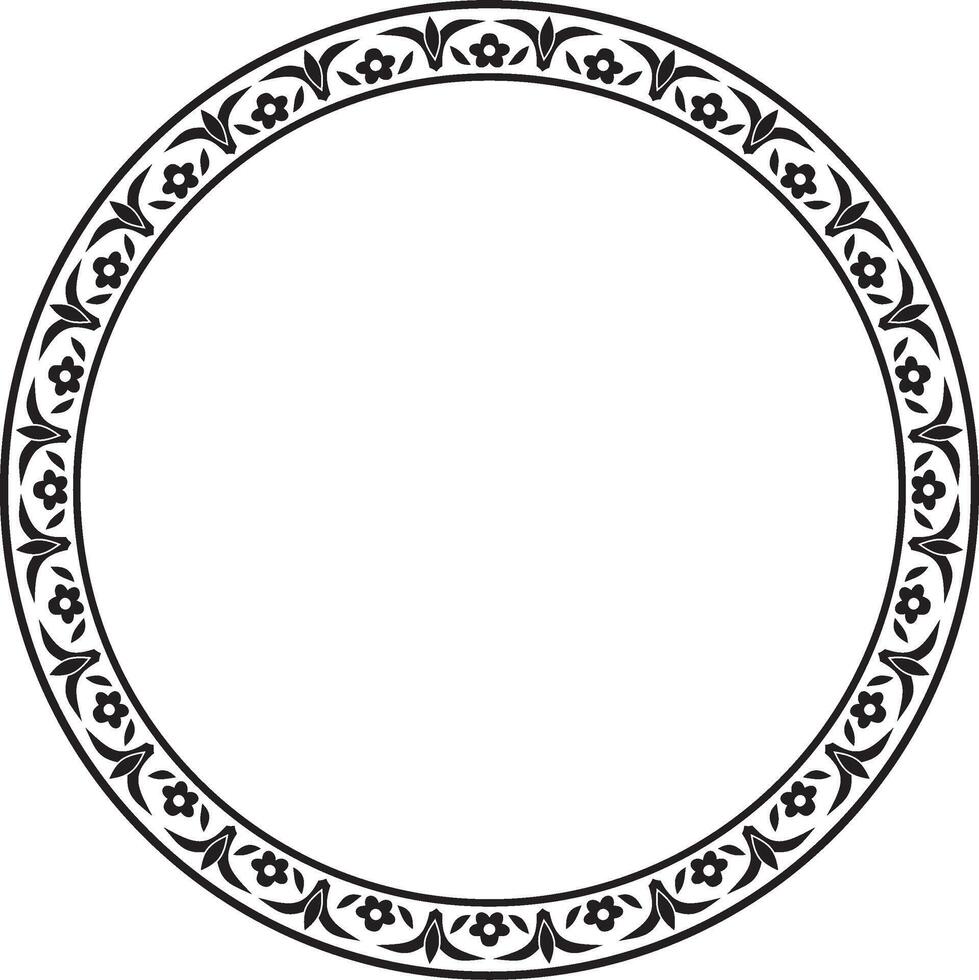monochrome black round turkish ornament. Endless ottoman national border, frame vector