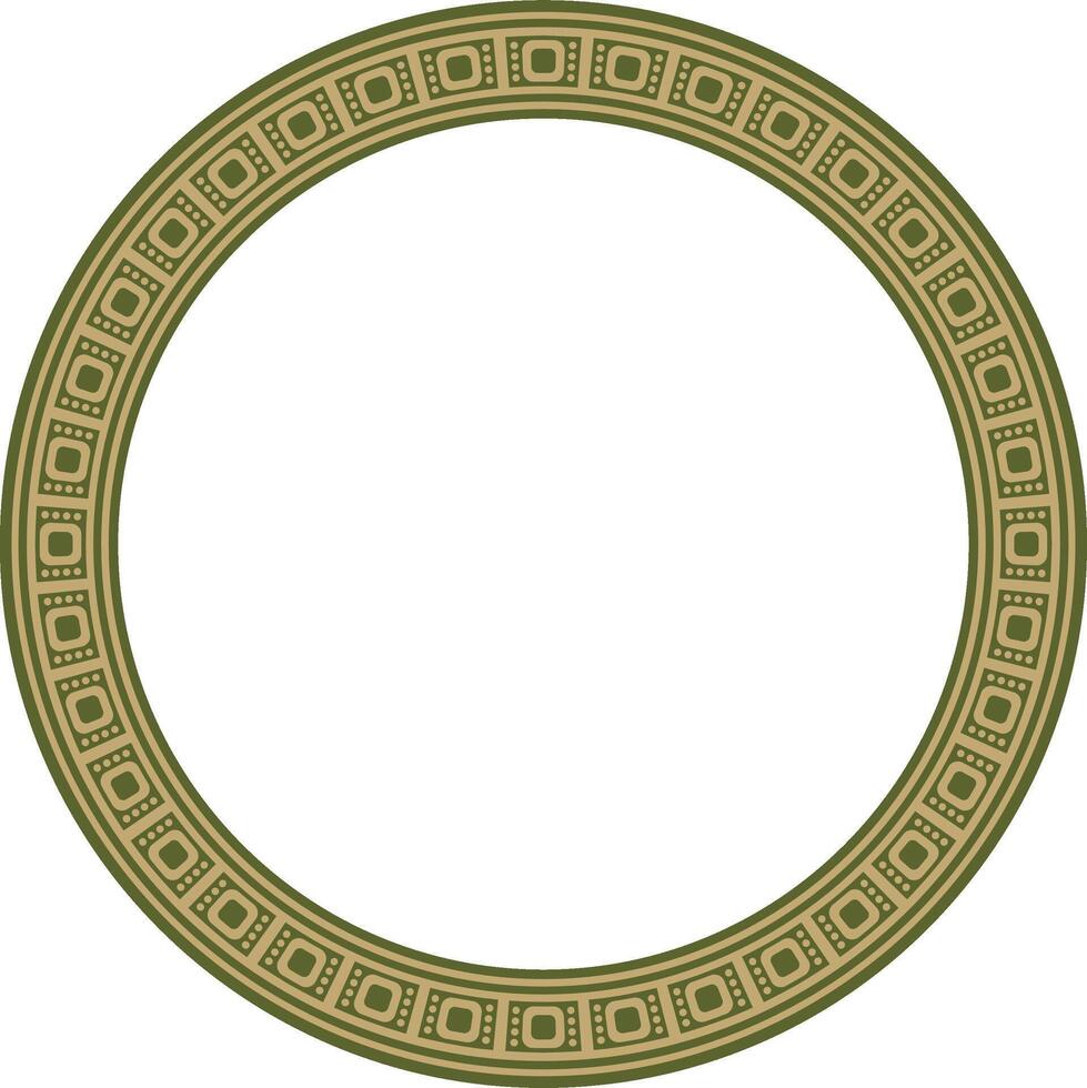 gold with green round Egyptian ornament. Circle, frame, ring of ancient Egypt.Pattern of lotus flowers and sun vector