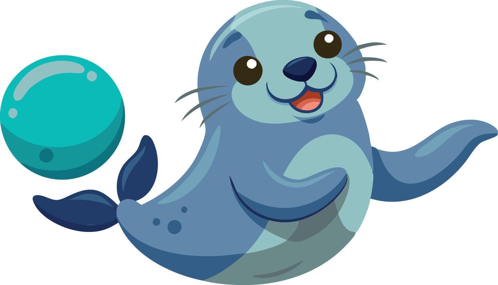Happy seal playing with a ball vector