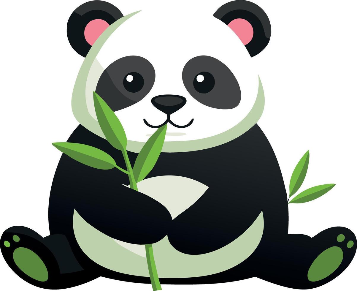 Panda holding a bamboo stick vector