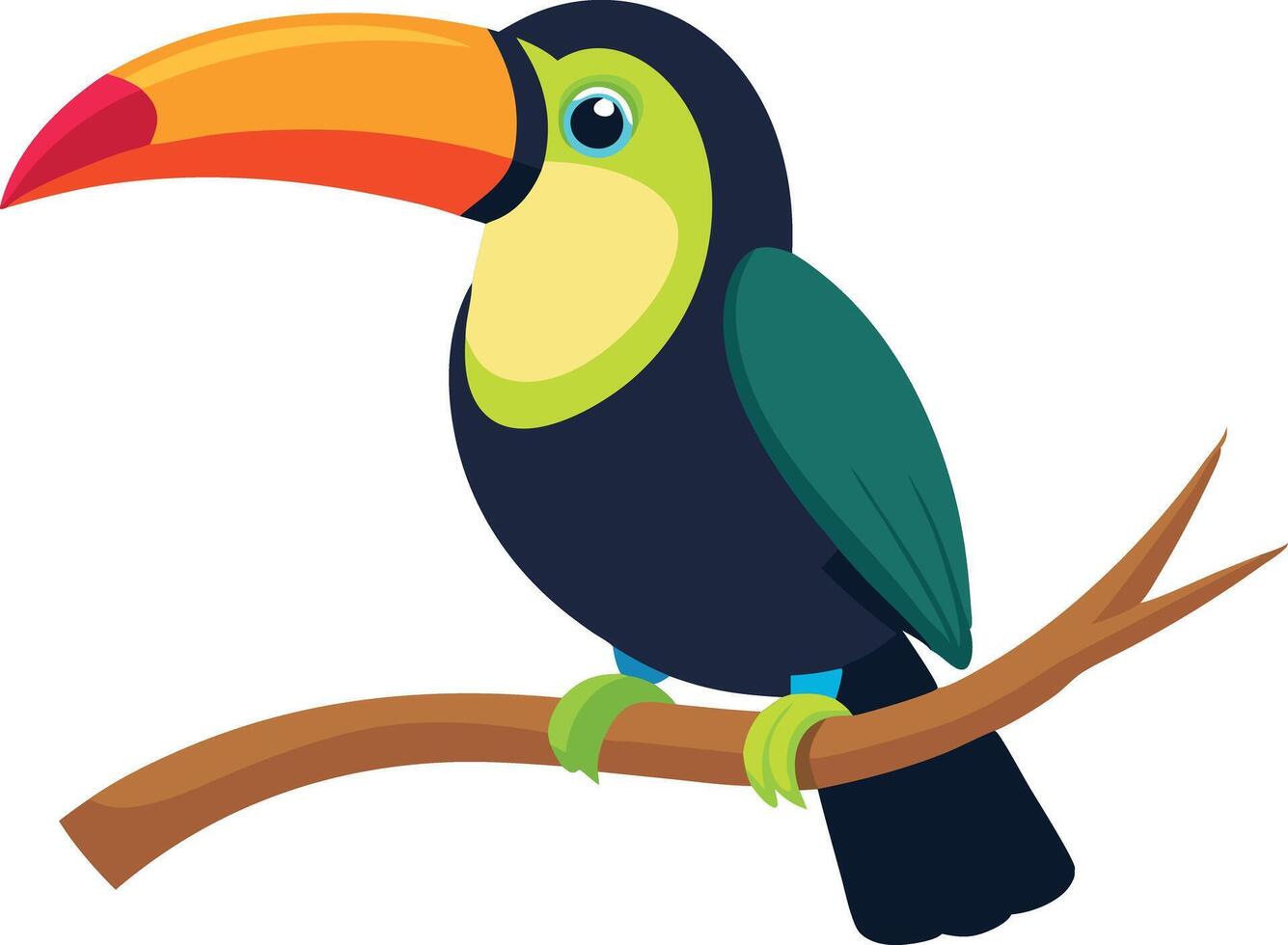 Toucan sitting on branch facing right vector