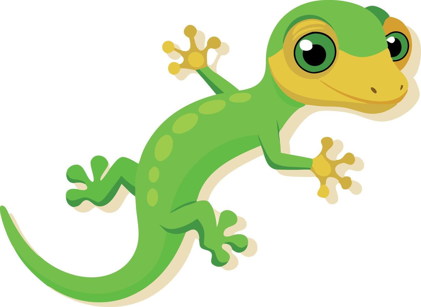 Green gecko climbing on white background vector