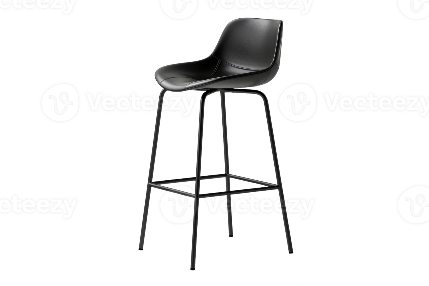 Black Metal Bar Stool With Minimalist Seat png