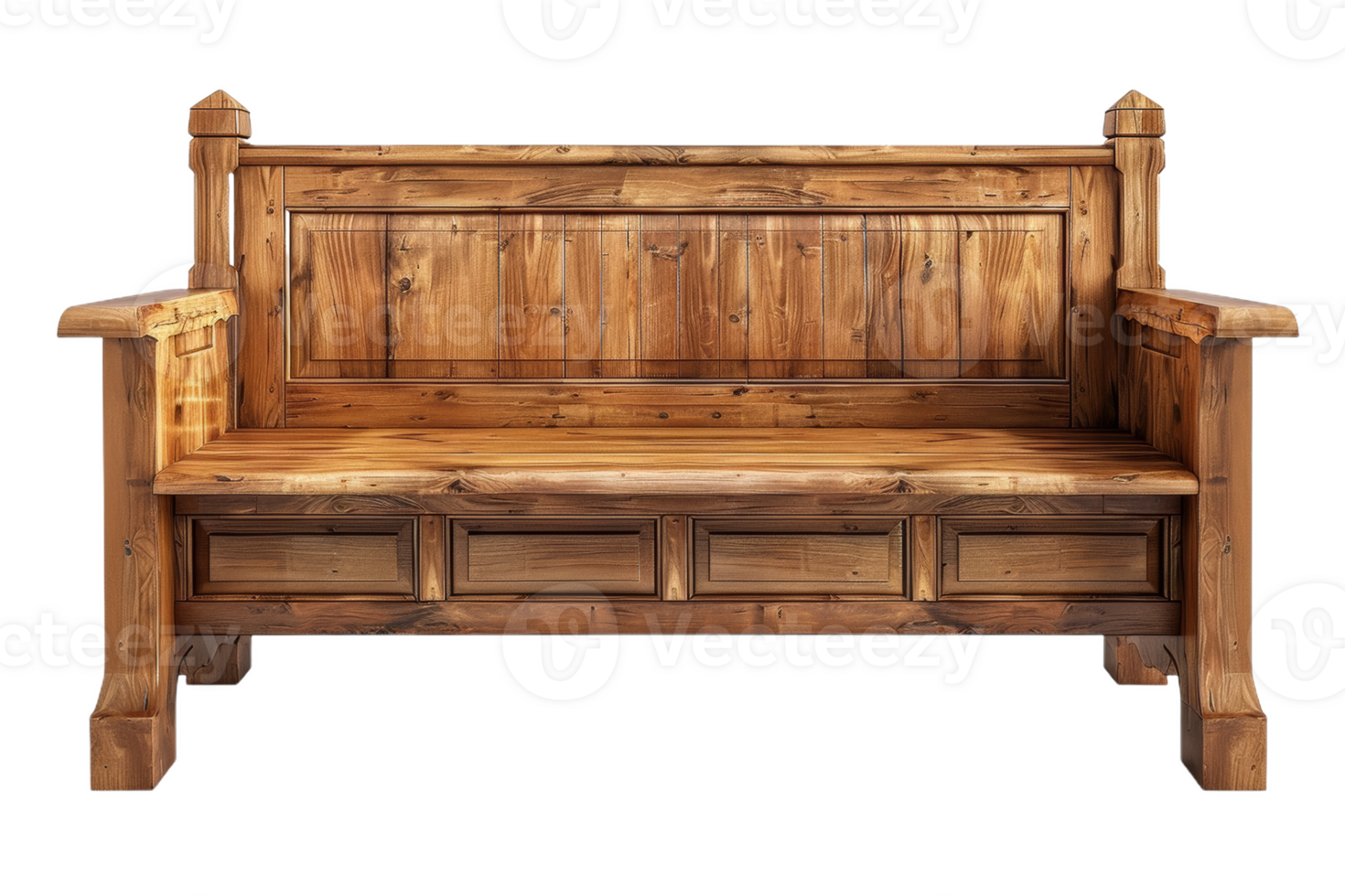 Traditional Wooden Bench With Storage png