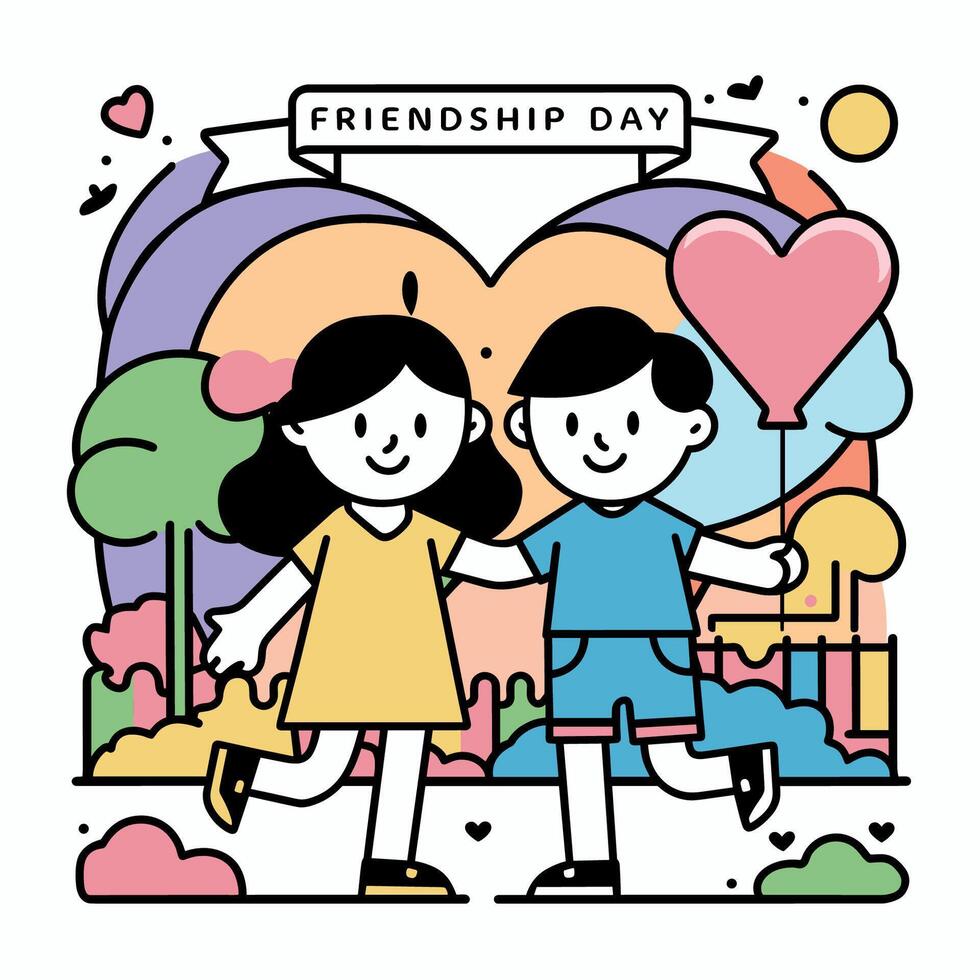 Friendship Day - friends hugging and having fun vector