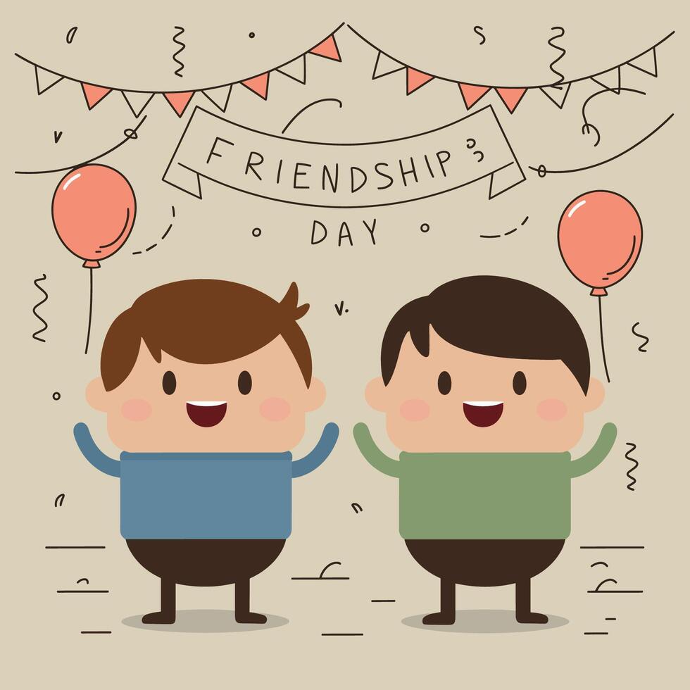 Friendship Day - friends hugging and having fun vector