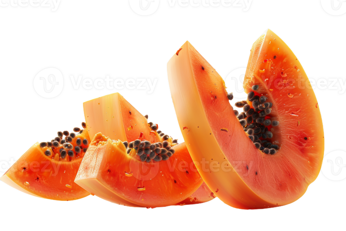 Papaya Slices Colliding in Mid-Air png