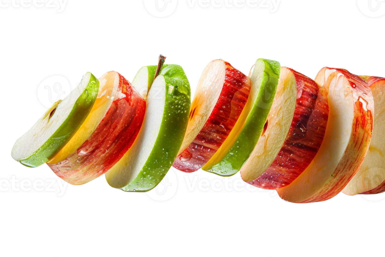 Apple Slices Collide in Mid-Air png