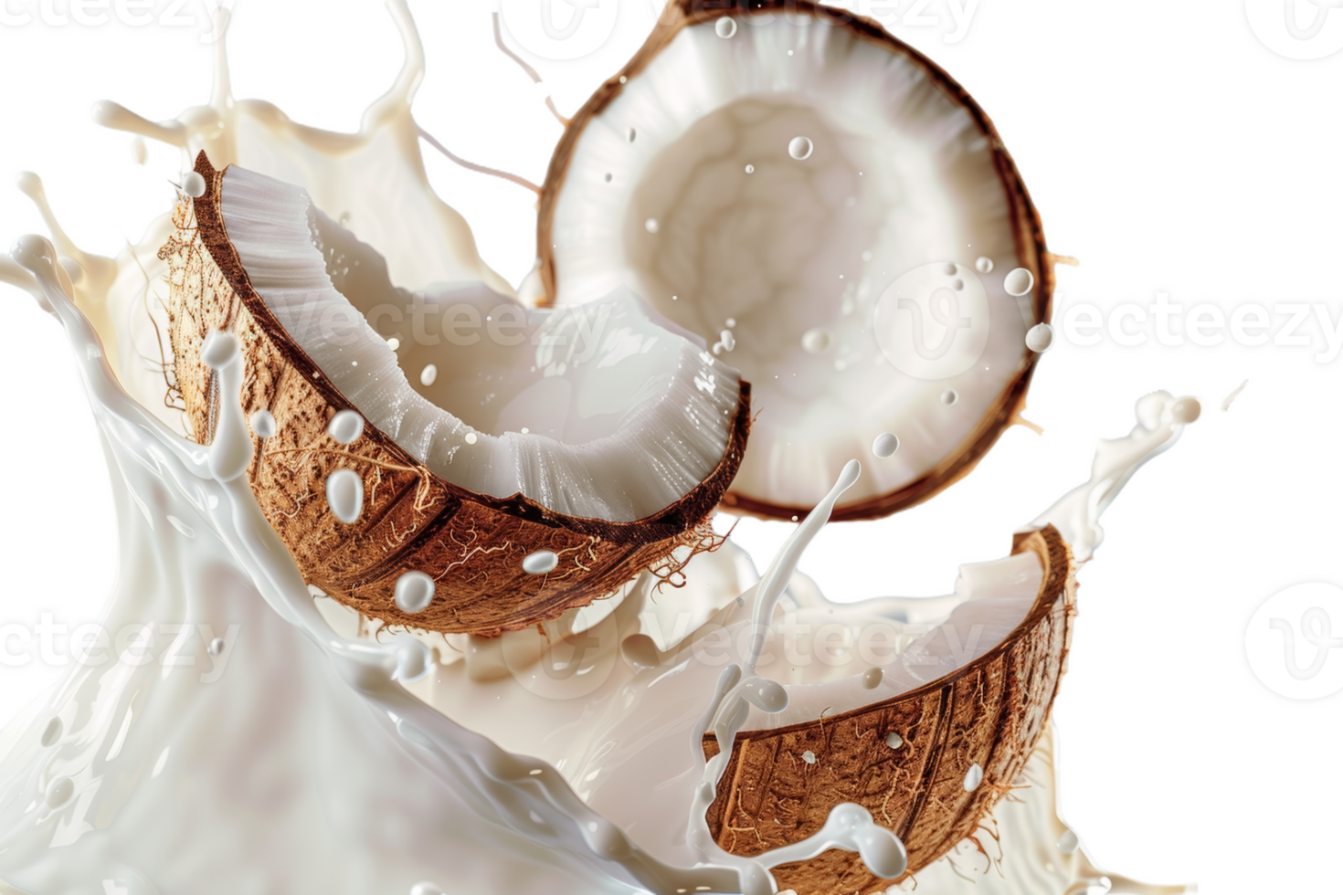 Coconut Slices Splashing in Milk png