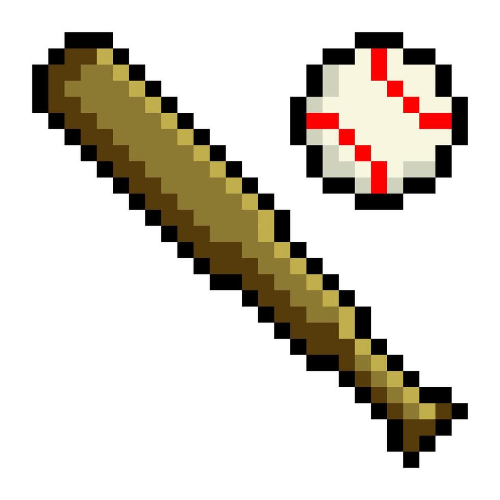 Baseball bat in pixel art style vector