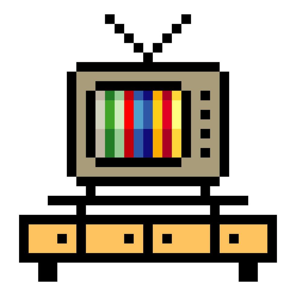 Television set in pixel art style vector