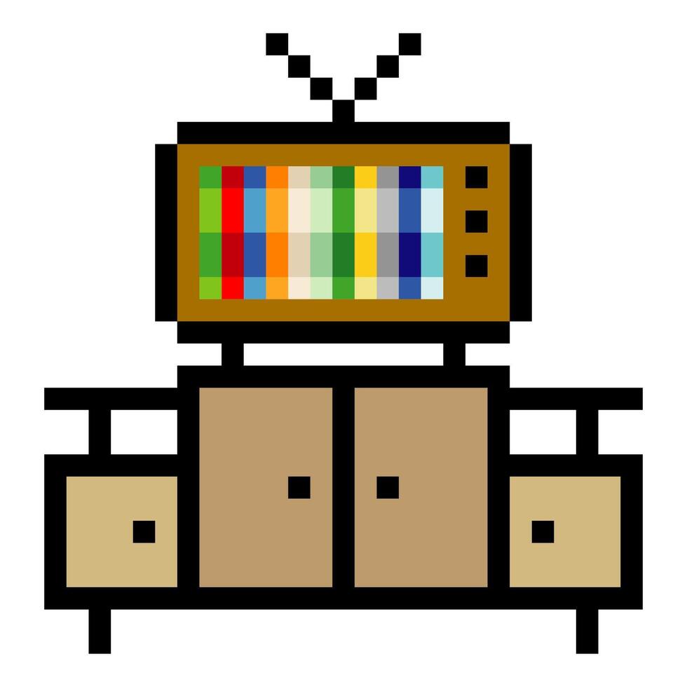 Television set in pixel art style vector