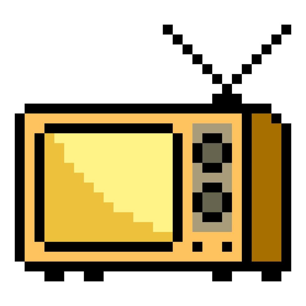 Old retro television in 8 bit pixel art style vector