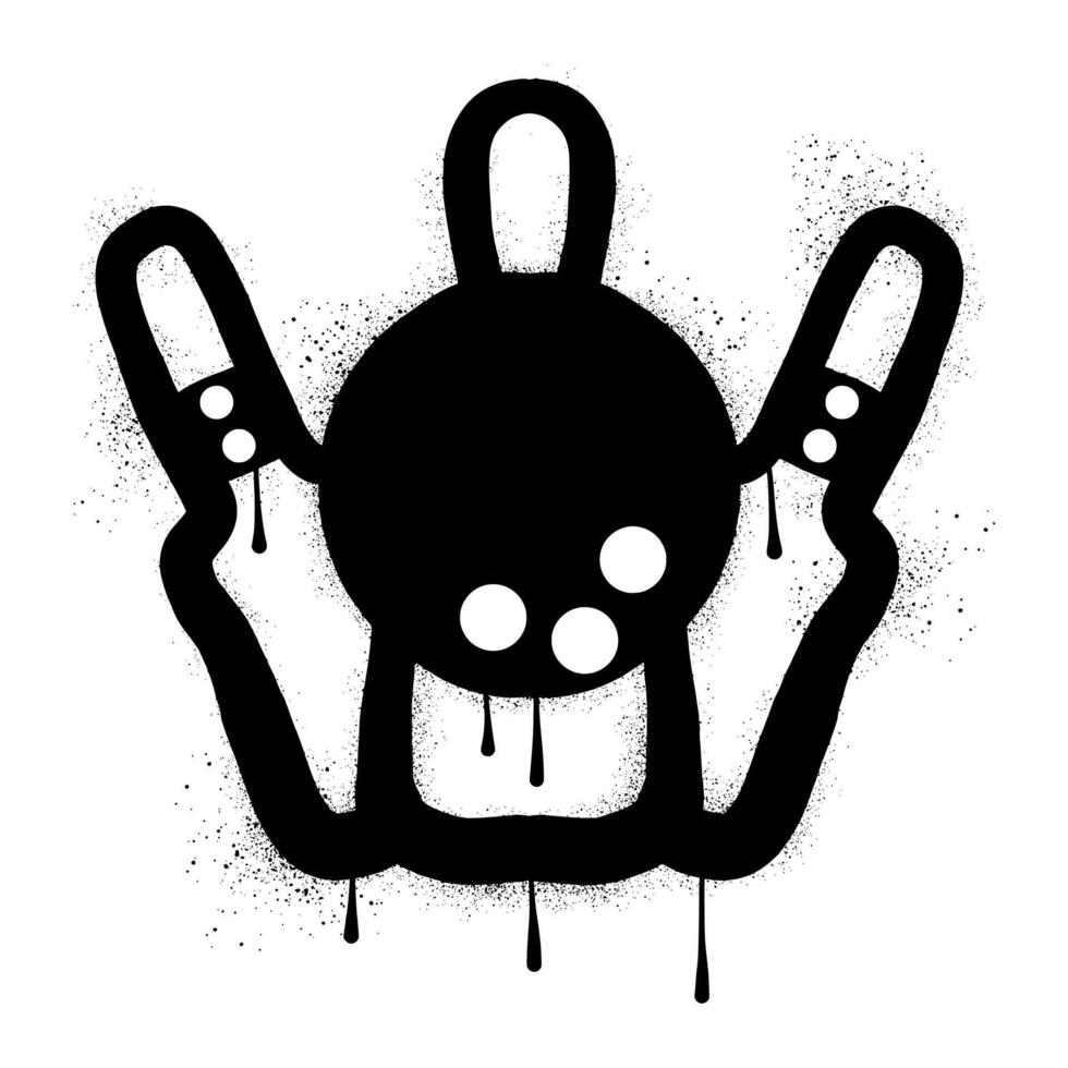 Bowling balls and bowling pins with black spray paint graffiti vector