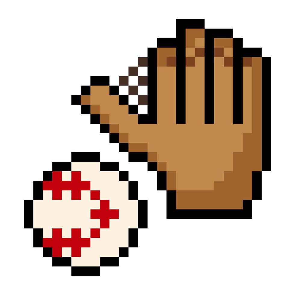 Baseball glove in pixel art style vector