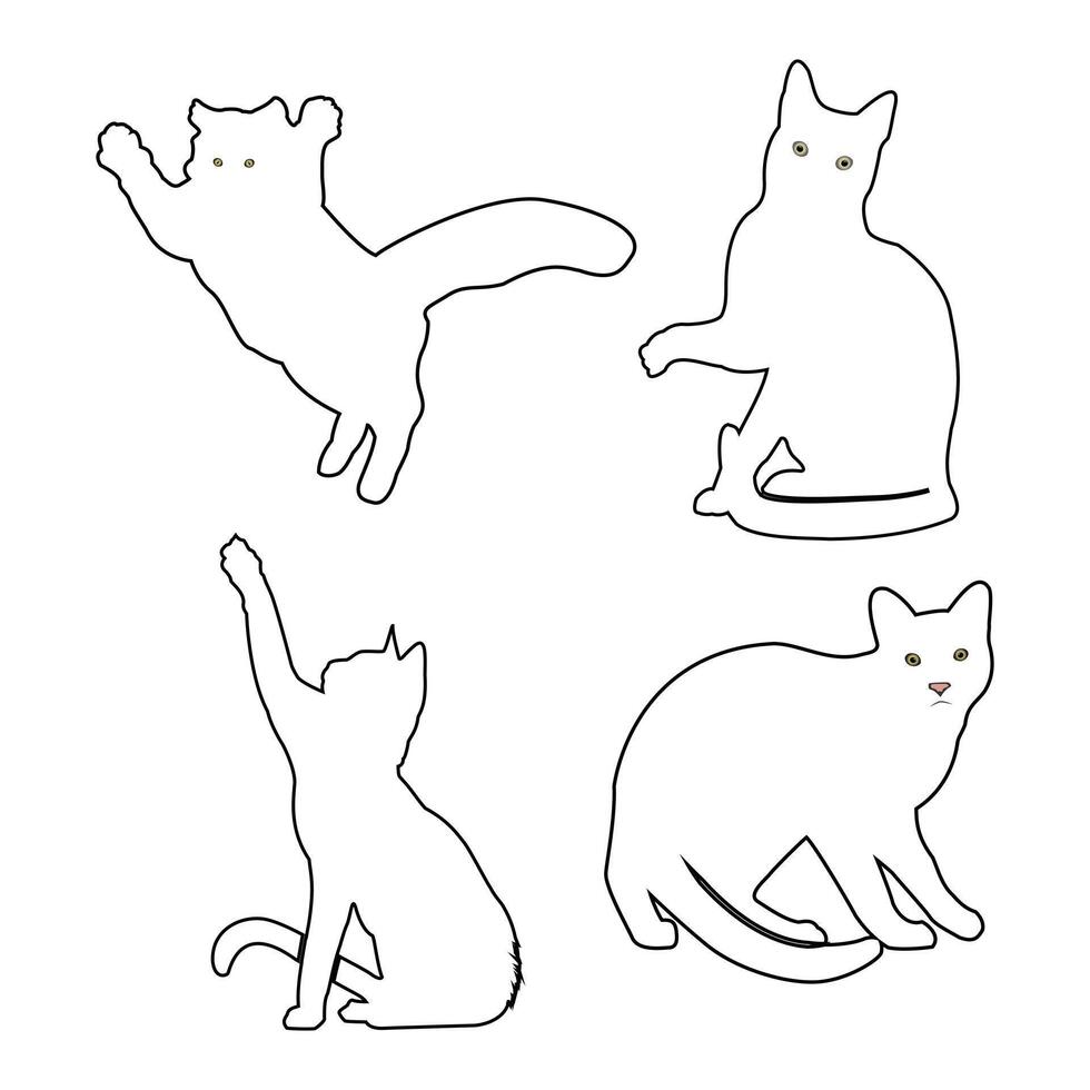 Cat outline silhouettes drawing vector