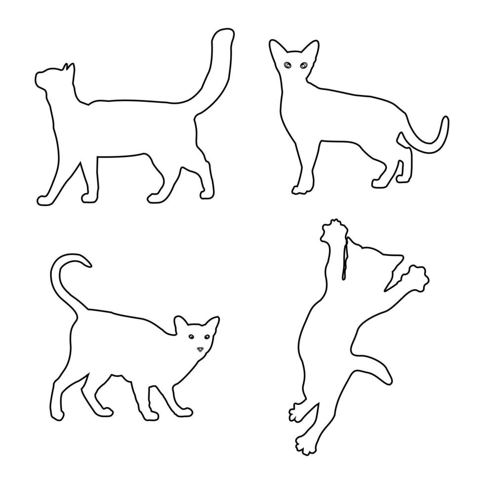 Cat outline silhouettes drawing vector