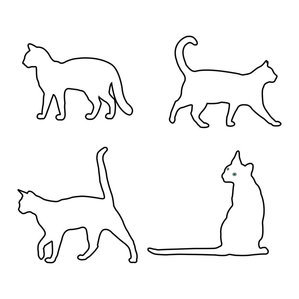 Cat outline silhouettes drawing vector