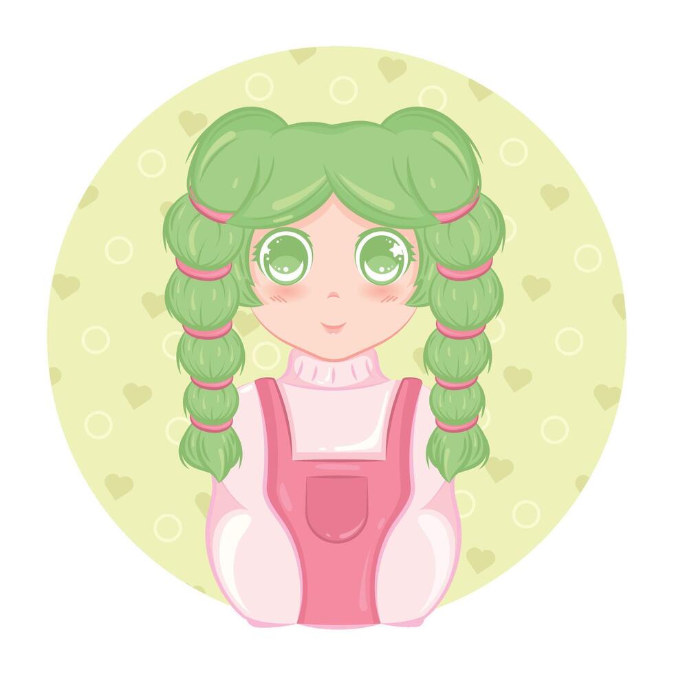 Cute kawaii girl cartoon character illustration vector