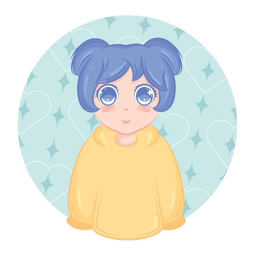 Cute kawaii girl cartoon character illustration vector