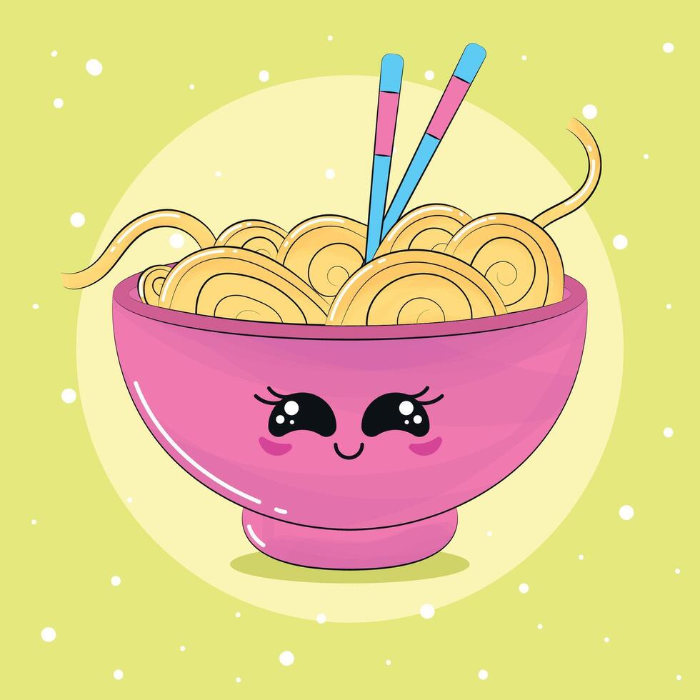 Happy cute bowl cartoon illustration vector
