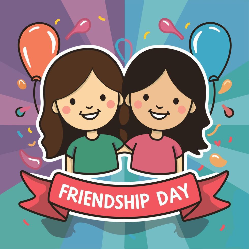 Friendship Day - friends hugging and having fun vector