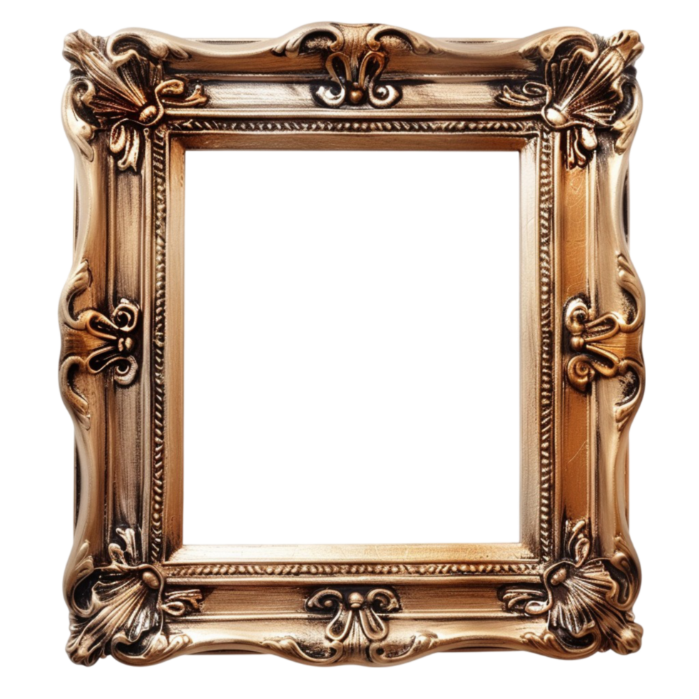 gold frame with ornate design on a transparent background png