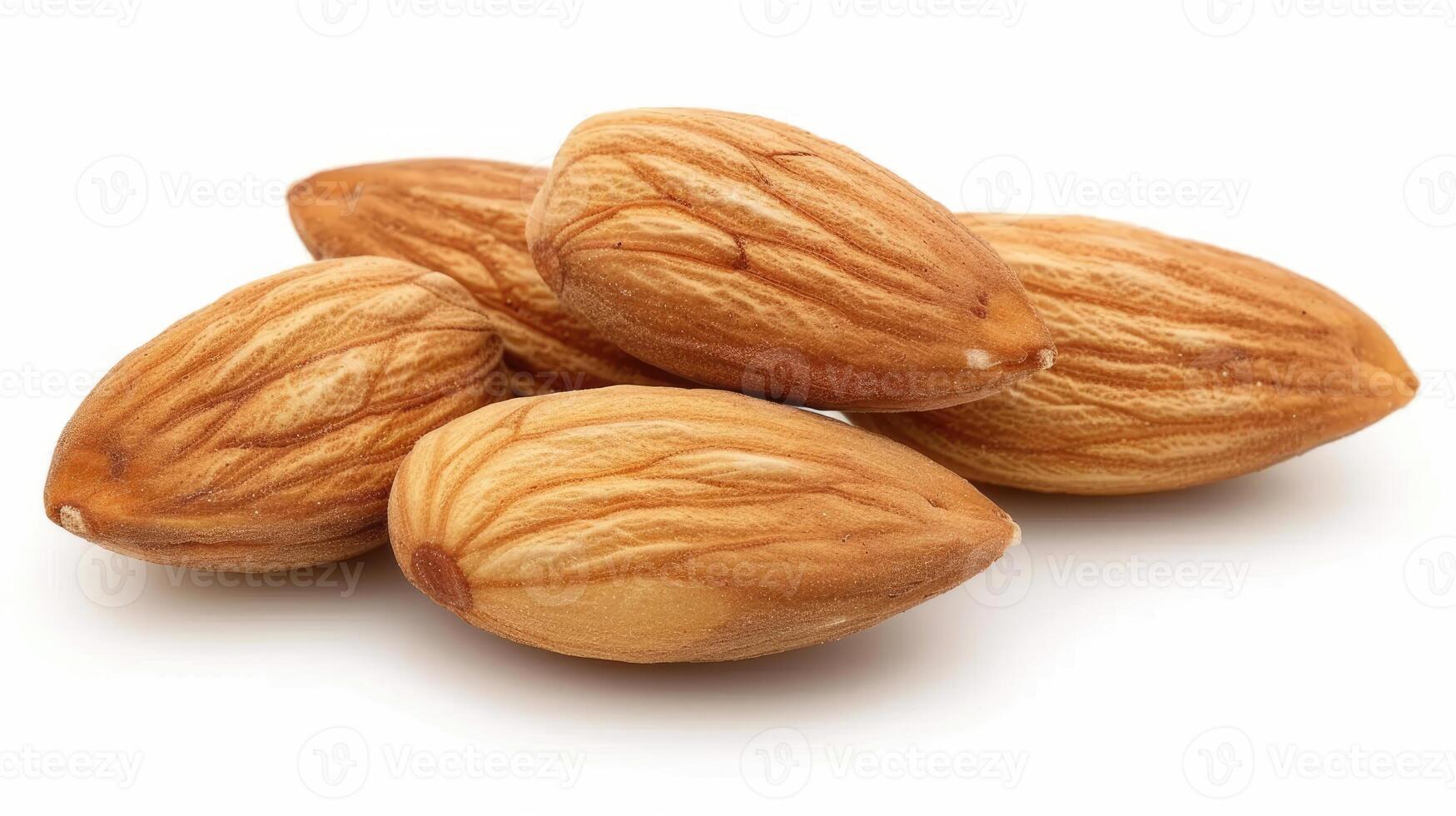 Handful of almonds on white background photo