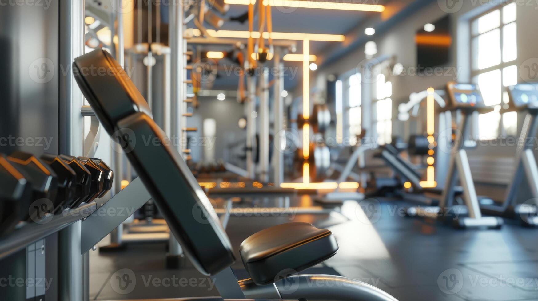 Sports background. Interior gym with sports equipment. Gym photo