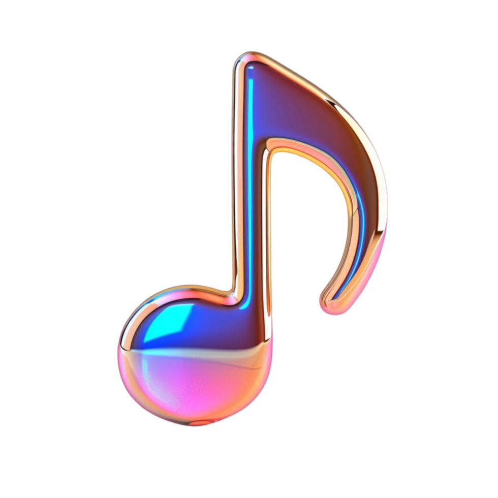 Music note 3d illustration on transparent background. png