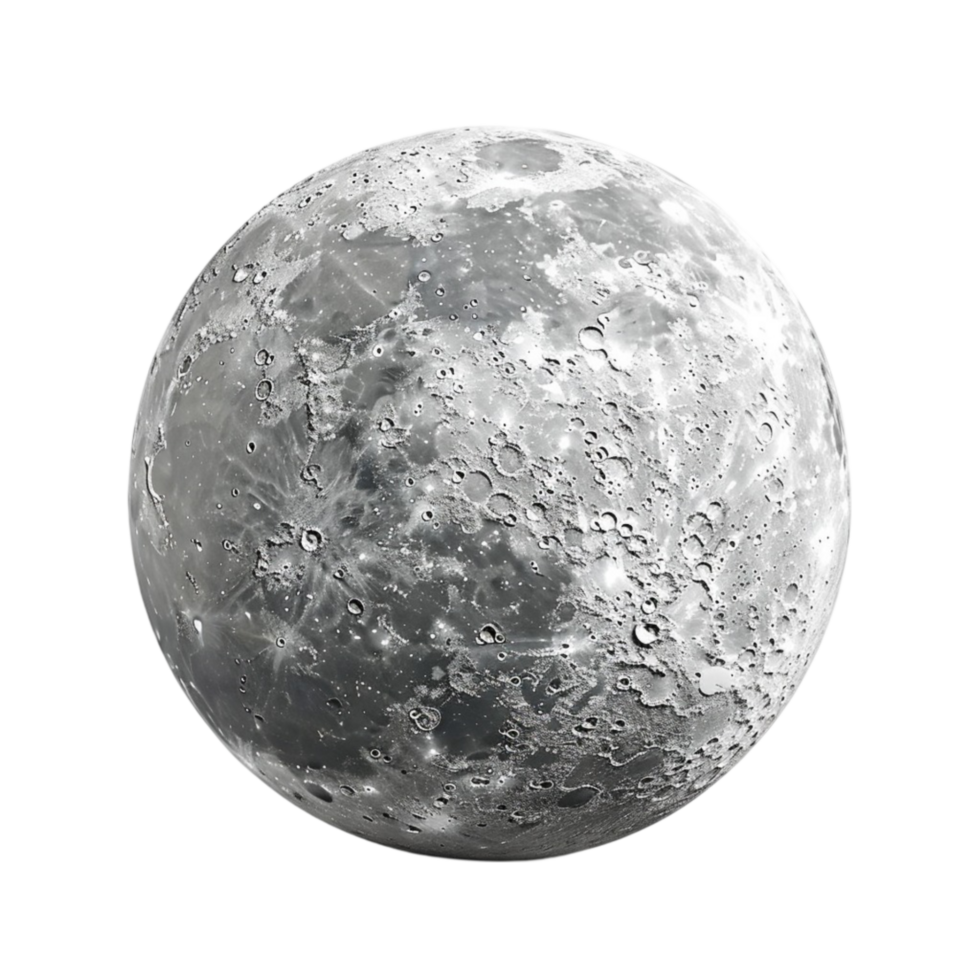 The moon is shown in black and white on a transparent background. png