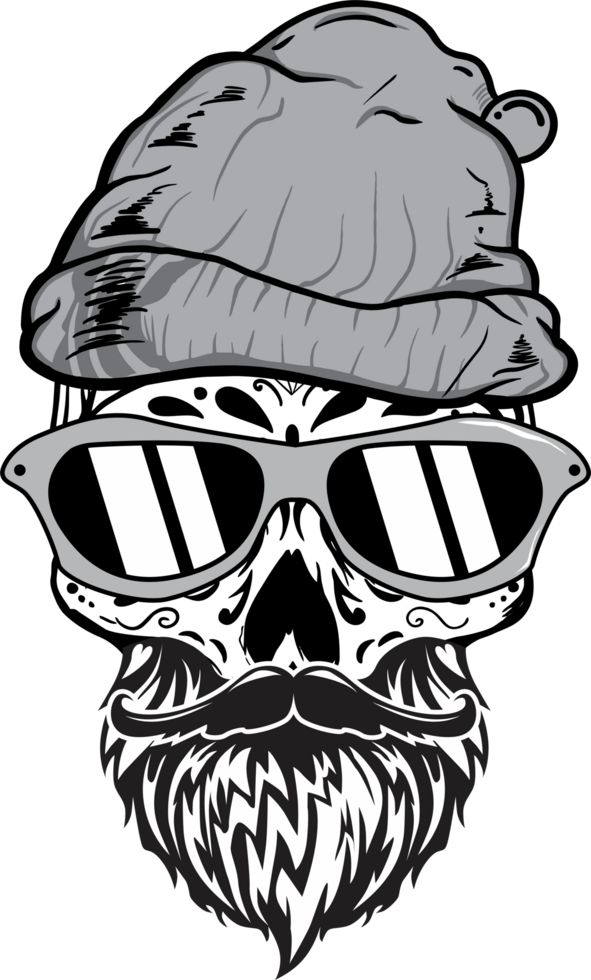 Skull head with beanie hat isolated png